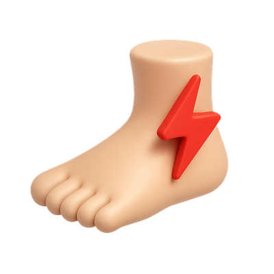 3D Icon of Foot with Lightning Bolt Indicating Pain