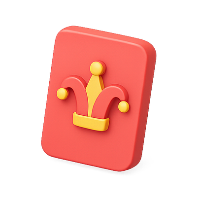 3D Icon of a Jester Hat on a Red Background