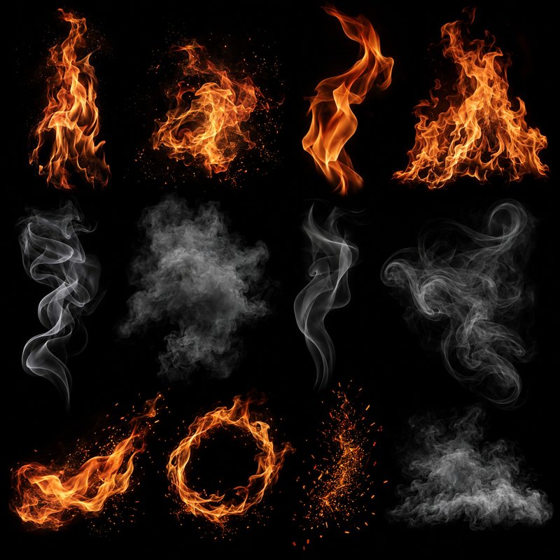 Realistic smoke and fire elements