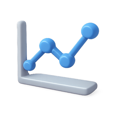 3D Graph Icon Representing Data Trends