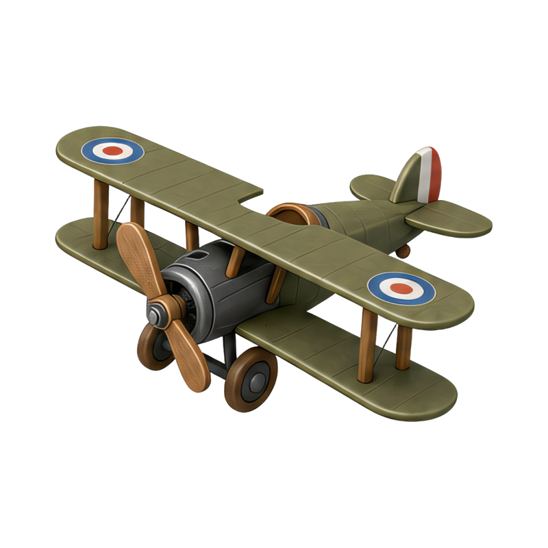 vintage biplane with wooden propeller