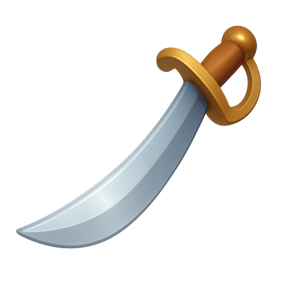 3D Sword Icon with Golden Handle and Sharp Blade