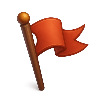 3D Isometric Icon of a Battle Flag with Volumetric Feel