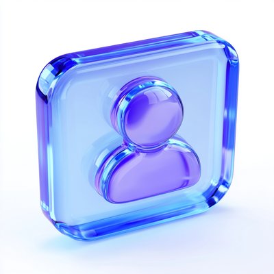Stylized Glassy User Icon with Soft Edges