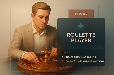 3D Illustration of a Roulette Player with Profile Card