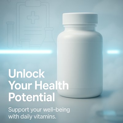 Minimalist Vitamin Bottle Mockup for Health Promotion