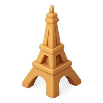 Stylized Toy Eiffel Tower Figurine in Warm Color