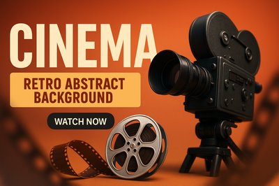 Vintage Cinema Themed Background with Film Reel