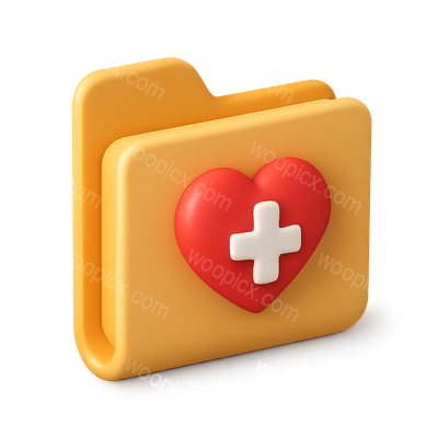 3D Health Folder Icon with Heart Symbol