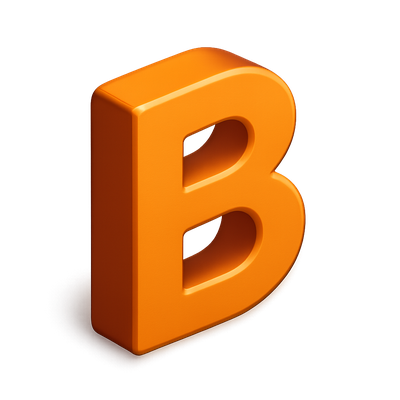 Stylish 3D Orange Letter B Icon with Isometric View