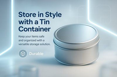 Modern Tin Container Product Display with Sleek Design