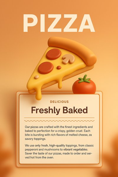 3D Pizza Design with Fresh Ingredients and Toppings