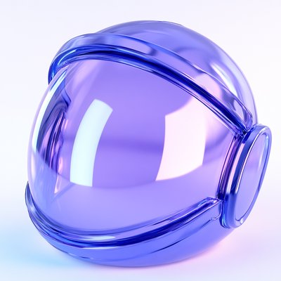 Stylized Purple Glass Helmet Display