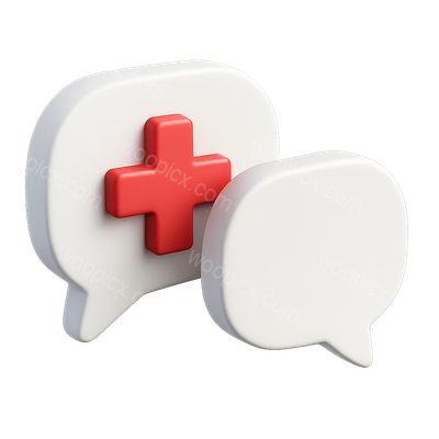 3D Medical Speech Bubbles with Cross Icon