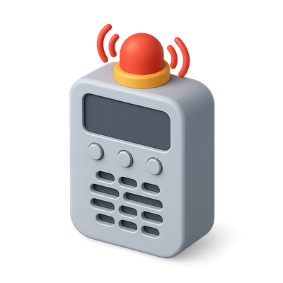 3D Gas Detector Icon with Alarm Signal