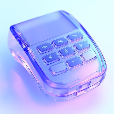 Futuristic Transparent Calculator with Soft Lighting