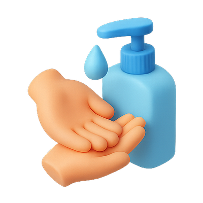 3D Hand Soap Dispenser and Hands Icon