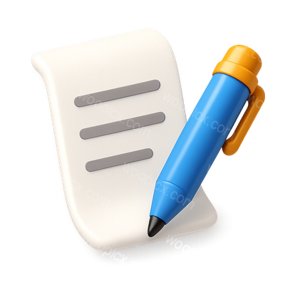 3D Pen and Paper Icon with Volumetric Effects