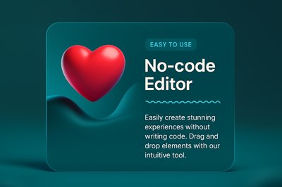 3D Heart Illustration with No-code Editor Banner