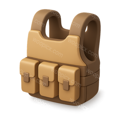 3D Tactical Vest Icon with Pouches in Isometric View