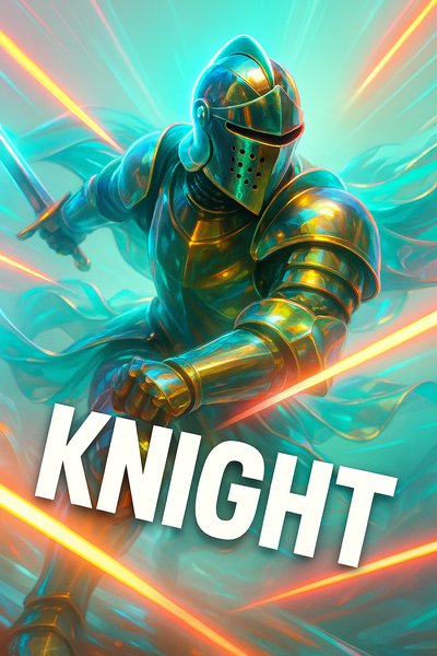 Dynamic Neon Knight Adventure Illustration with Luminous Accents