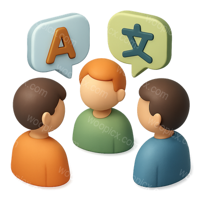 3D Multilingual Communication Icon Representing Diverse Languages