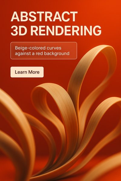 Abstract 3D Rendering with Curves on Red Background
