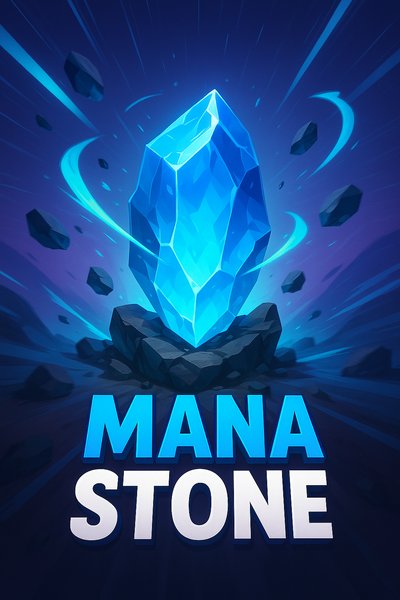 Dynamic 3D Illustration of a Mana Stone with Energy Rays