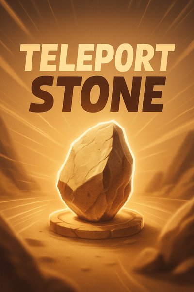 Dynamic Teleportation Stone Illustration with Neon Glow