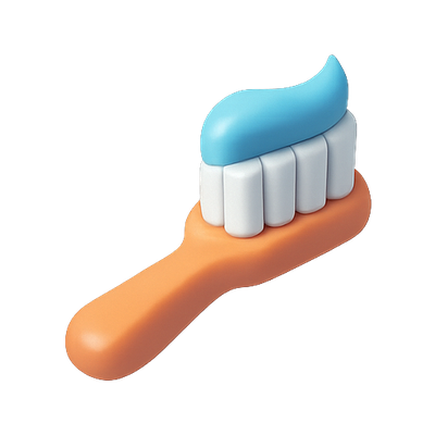 3D Render of a Colorful Toothbrush with Toothpaste