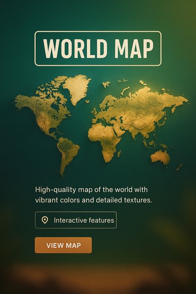 High-Quality Interactive World Map with Vibrant Colors