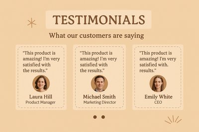 Customer Testimonials Section in Boho Style