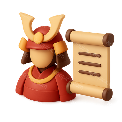 Stylized 3D Samurai Icon with Scroll