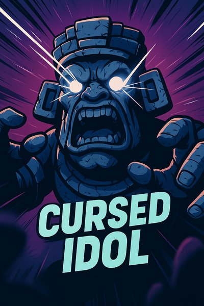Dynamic Cursed Idol Illustration with Bold Title
