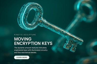 Kinetic Sculpture of Moving Encryption Keys with LED Highlights