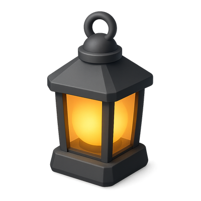 Stylish 3D Lantern Icon with Volumetric Glow
