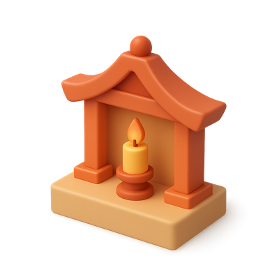 Stylized 3D Shrine Icon with Candle