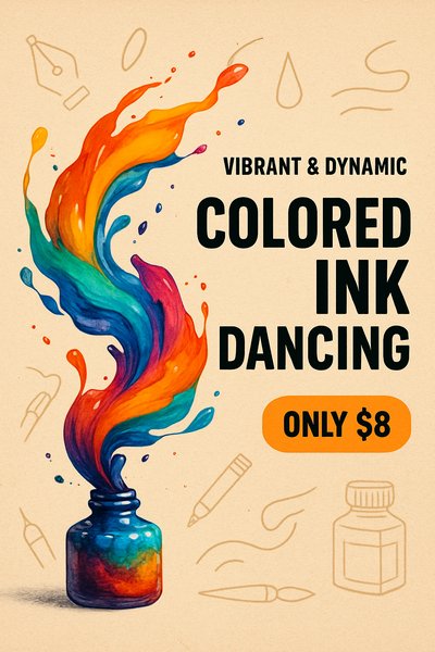 Vibrant Dynamic Ink Ad with Colorful Swirls