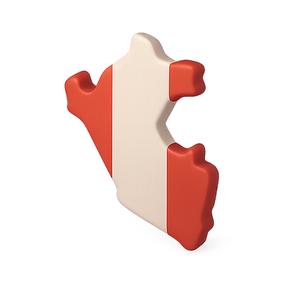 3D Render of Peru Map with Flag Colors
