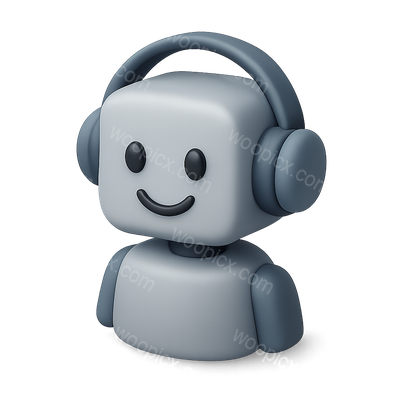 Smiling 3D Robot Icon with Headphones in Isometric View
