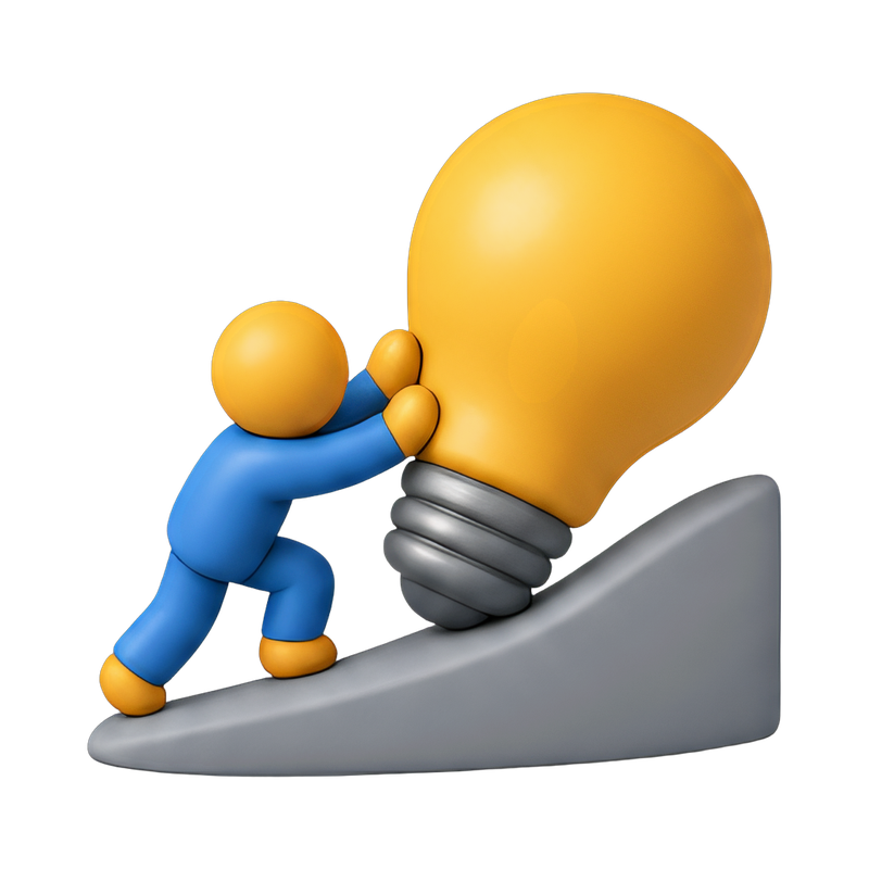 robot pushing a lightbulb uphill