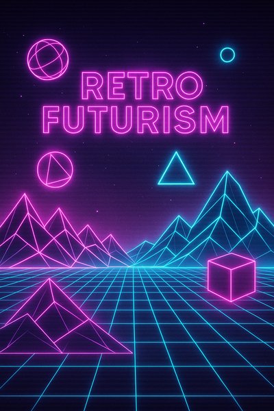 Retro-Futuristic Gridscape with Neon Elements