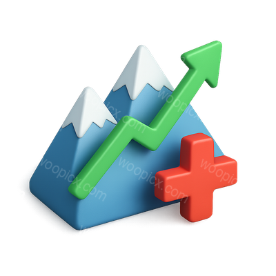 3D Isometric Mountain Landscape with Graph Element