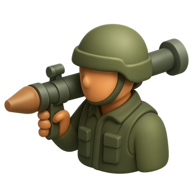 3D Anti-Tank Soldier Icon in Isometric View