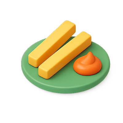 3D Render of Food Items on a Plate