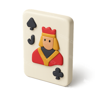 Stylized 3D Blackjack Card Icon with King Design
