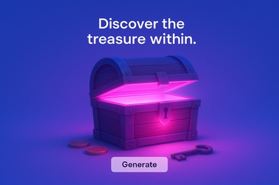 Illuminated Pink Treasure Chest with Coins and Key