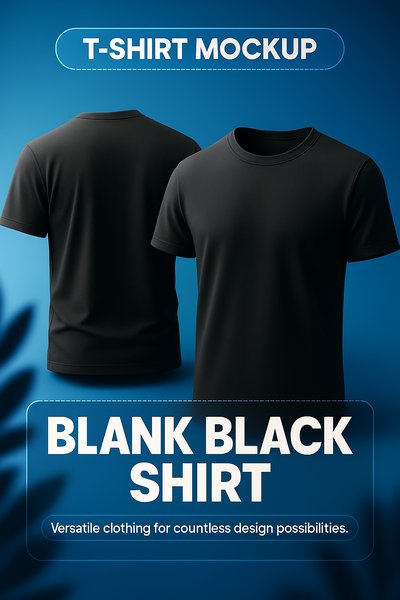 Black T-Shirt Mockup for Design Projects