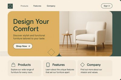 Modern Landing Page Design with Geometric Elements