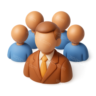 3D Manager Icon Featuring Team Members in Isometric View